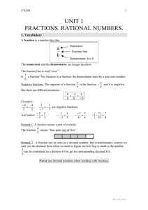 unit 1 fractions. rational numbers. - Over-blog