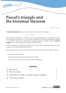 Pascal`s triangle and the binomial theorem
