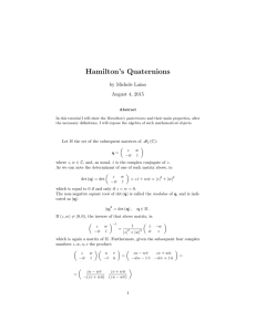 Hamilton`s Quaternions