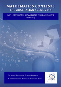 2015 Mathematics Contests – The Australian Scene Part 1