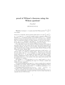 proof of Wilson`s theorem using the Wilson quotient