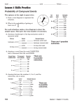 Lesson 3 Skills Practice Probability of Compound Events −