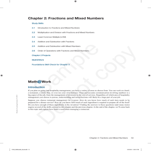 Chapter 2: Fractions and Mixed Numbers