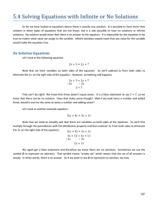 5.4 Solving Equations with Infinite or No Solutions