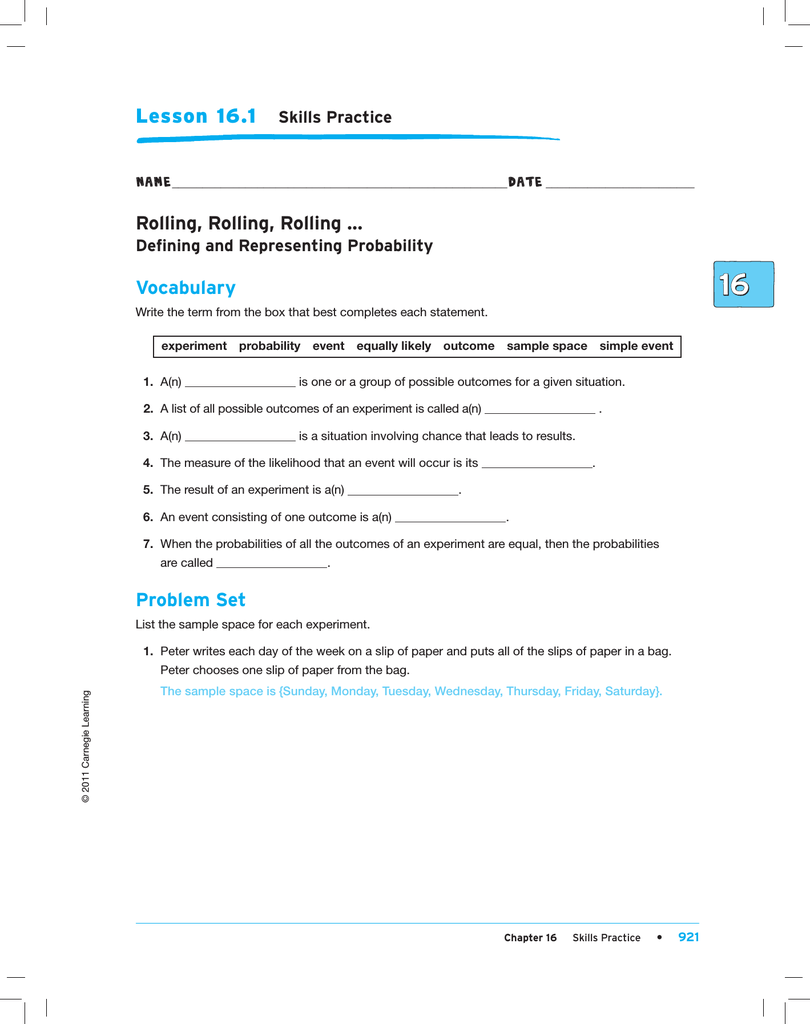 Chapter 16 Skills Practice