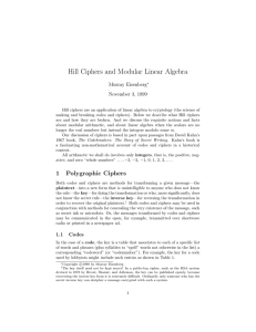 Hill Ciphers and Modular Linear Algebra