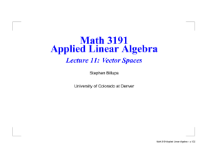 Math 3191 Applied Linear Algebra Lecture 11: Vector Spaces