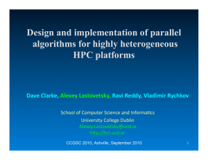 Design and implementation of parallel algorithms for highly