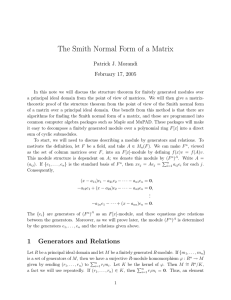 The Smith Normal Form of a Matrix