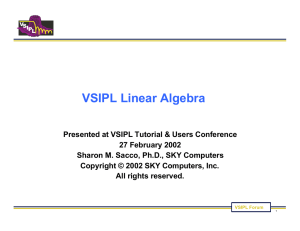 VSIPL Linear Algebra