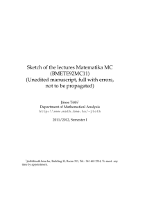 Sketch of the lectures Matematika MC (BMETE92MC11) (Unedited manuscript, full with errors,