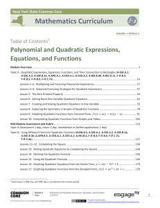 Mathematics Curriculum Polynomial and Quadratic Expressions, Equations, and Functions