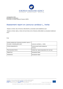 Assessment report on Leonurus cardiaca herba