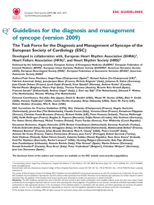 Guidelines for the diagnosis and management of syncope (version 2009)