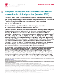 European Guidelines on cardiovascular disease prevention in clinical practice (version 2012)