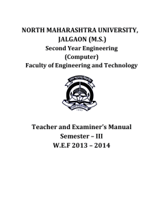 NORTH MAHARASHTRA UNIVERSITY, JALGAON (M.S.)  Teacher and Examiner’s Manual