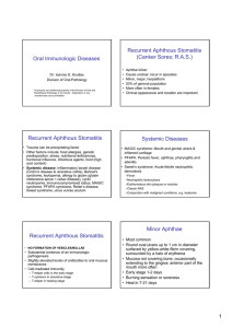 Oral Immunologic Diseases Recurrent Aphthous Stomatitis (Canker