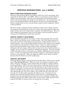 INFECTIOUS MONONUCLEOSIS (aka MONO)