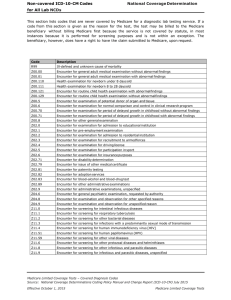 Non-covered ICD-10-CM Codes National Coverage Determination