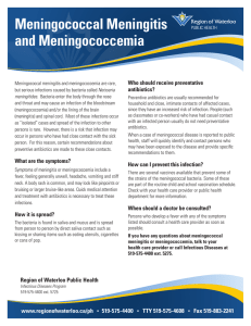 Meningococcal Meningitis and Meningococcemia