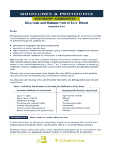 Diagnosis and Management of Sore Throat