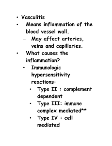 • Vasculitis • Means inflammation of the blood vessel wall. – May