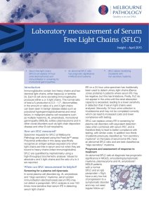 Laboratory measurement of Serum Free Light Chains