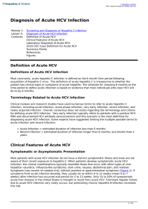 Diagnosis of Acute HCV Infection - Core Concepts