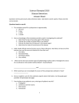 Science Olympiad 2010 Disease Detectives Answer Sheet