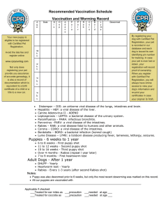 Recommended Vaccination Schedule Vaccination and Worming