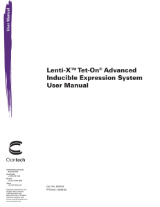 Lenti-X™ Tet-On® Advanced Expression System User