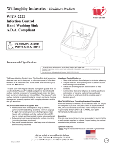 WICS-2222 Infection Control Hand Washing Sink A.D.A.