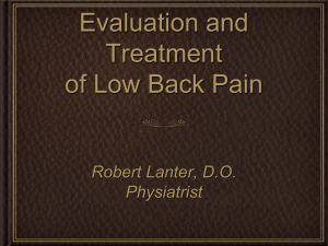 Evaluation And Treatment Of Low Back Pain