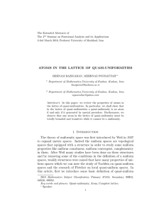 ATOMS IN THE LATTICE OF QUASI-UNIFORMITIES 1. Introduction