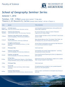 School of Geography Seminar Series Semester 1, 2016