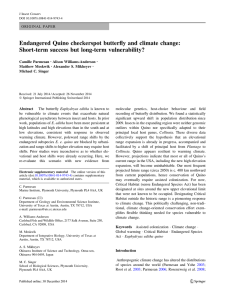 Endangered Quino checkerspot butterfly and climate change: Short