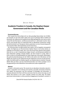 Academic Freedom in Canada, the Stephen Harper Government