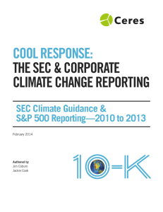 Cool Response: The seC &amp; CoRpoRaTe ClimaTe Change RepoRTing SEC Climate Guidance &amp;