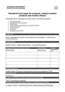 Standard front page for projects, subject module projects