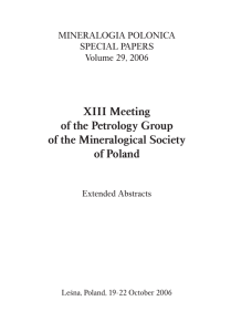 XIII Meeting of the Petrology Group of the Mineralogical Society of