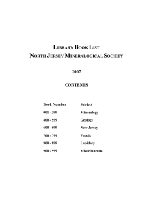 library book list north jersey mineralogical society contents