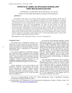 effects of jones jig appliance in maxillary first molar distalization