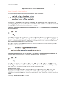 Hypothesis testing with standard errors