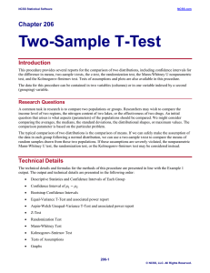 Two-Sample T-Test Chapter 206 Introduction