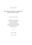 Experimental and Theoretical Studies in Optical Coherence Theory