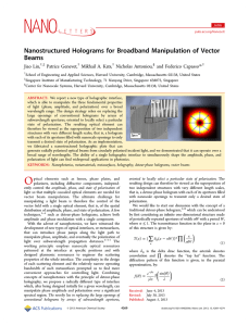 Nanostructured Holograms for Broadband Manipulation of Vector
