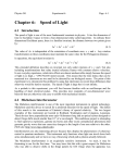 Chapter 6: Speed of Light