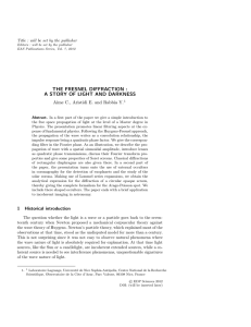 THE FRESNEL DIFFRACTION : A STORY OF LIGHT AND DARKNESS