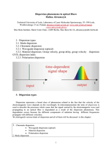 Dispersion phenomena in optical fibers