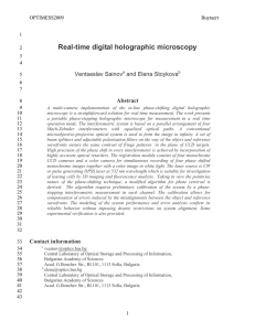 Real-time digital holographic microscopy Ventseslav Sainov and Elena Stoykova